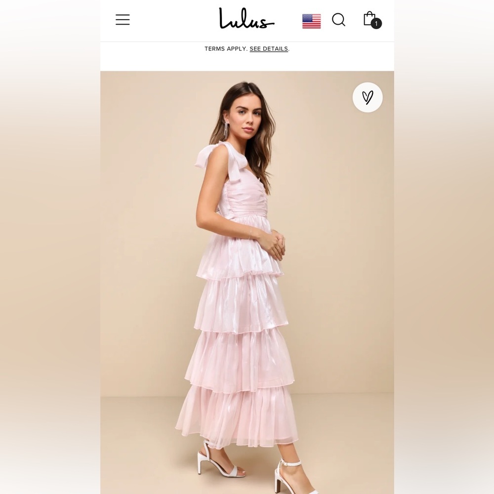 Size medium radiant arrival shiny pink organza tiered tie-strap maxi dress